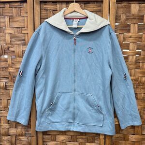 Gray Polo Shirt with Red Anchor Embroidery